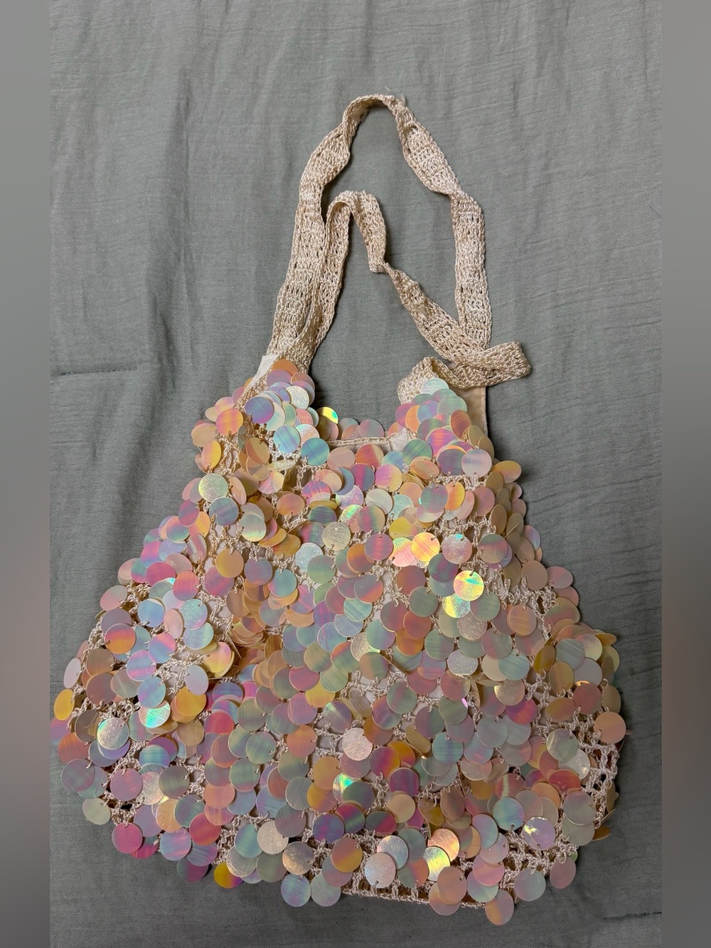 Iridescent Sequin Crochet Purse